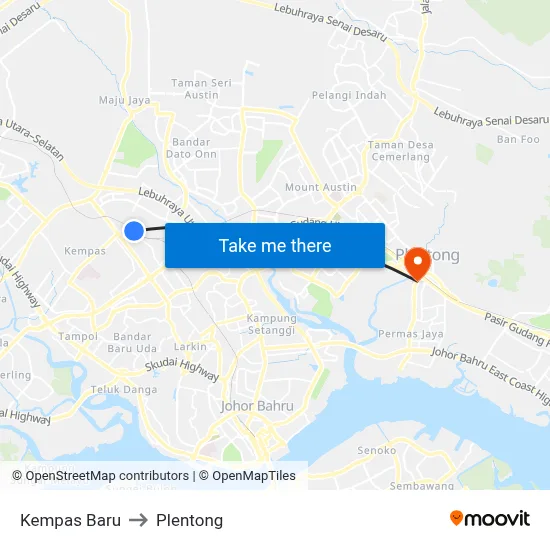 Kempas Baru to Plentong map