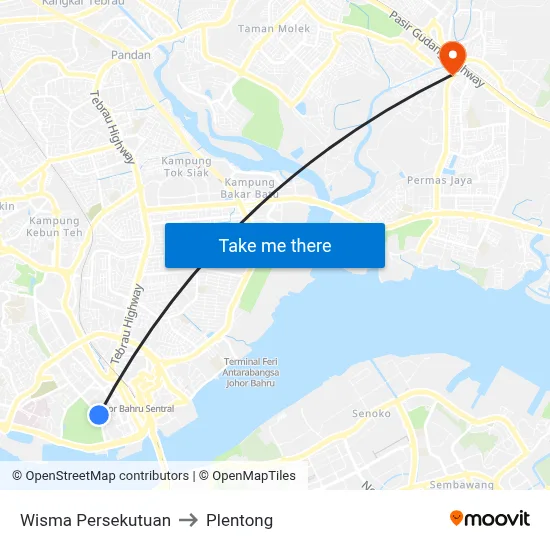 Wisma Persekutuan to Plentong map