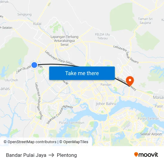 Bandar Pulai Jaya to Plentong map