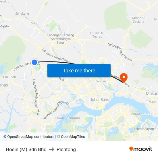 Hosin (M) Sdn Bhd to Plentong map