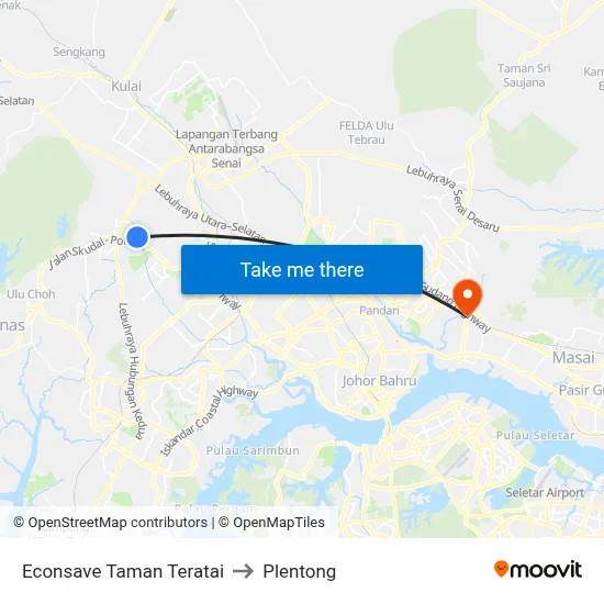 Econsave Taman Teratai to Plentong map