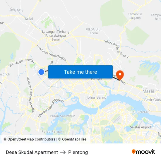 Desa Skudai Apartment to Plentong map