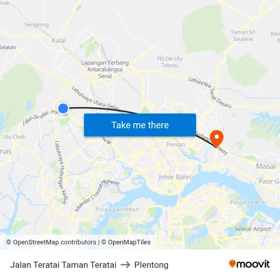Jalan Teratai Taman Teratai to Plentong map