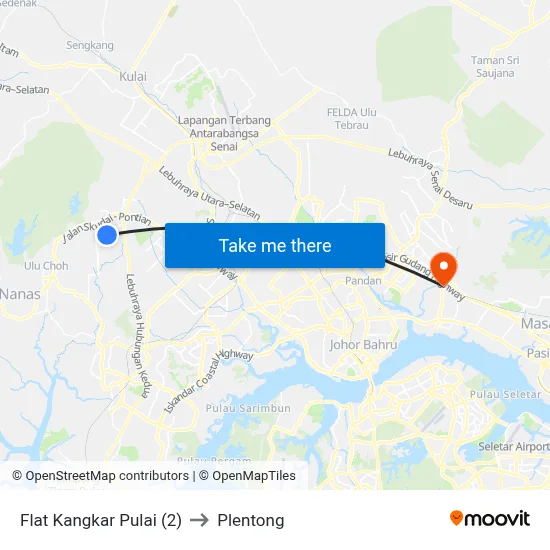 Flat Kangkar Pulai (2) to Plentong map