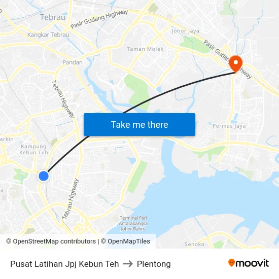Pusat Latihan Jpj Kebun Teh to Plentong map
