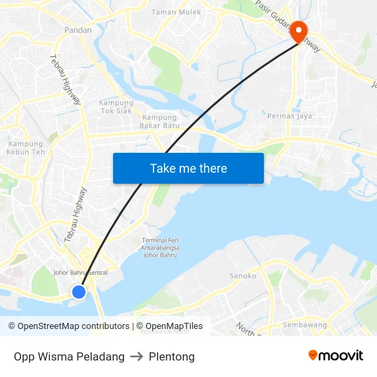 Opp Wisma Peladang to Plentong map