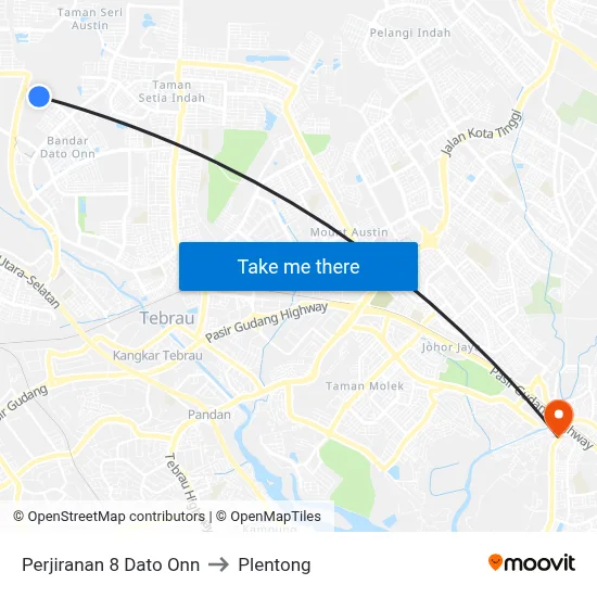 Perjiranan 8 Dato Onn to Plentong map