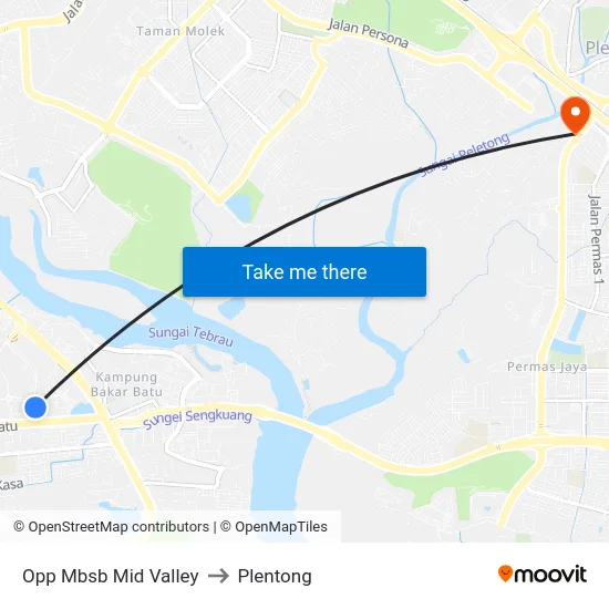 Opp Mbsb Mid Valley to Plentong map