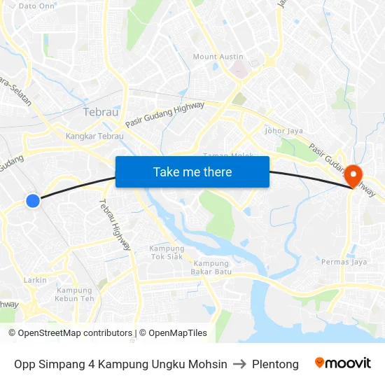Opp Simpang 4 Kampung Ungku Mohsin to Plentong map