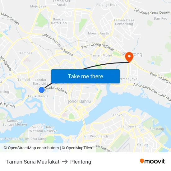 Taman Suria Muafakat to Plentong map