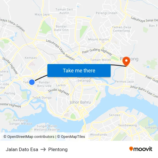 Jalan Dato Esa to Plentong map
