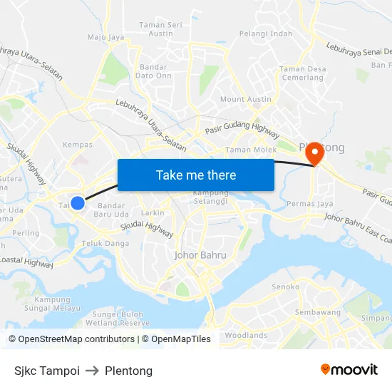 Sjkc Tampoi to Plentong map