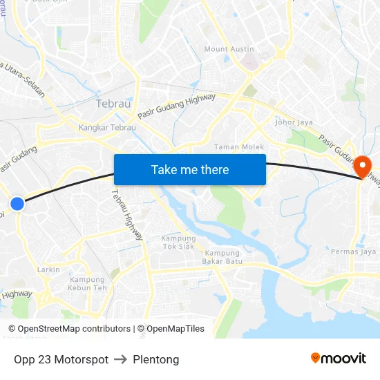 Opp 23 Motorspot to Plentong map