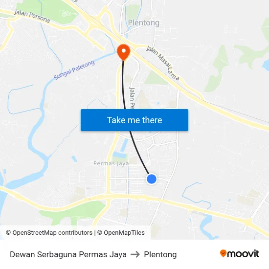 Dewan Serbaguna Permas Jaya to Plentong map