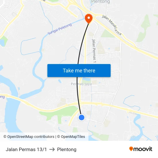 Jalan Permas 13/1 to Plentong map