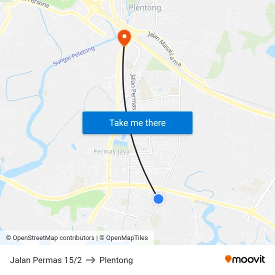 Jalan Permas 15/2 to Plentong map