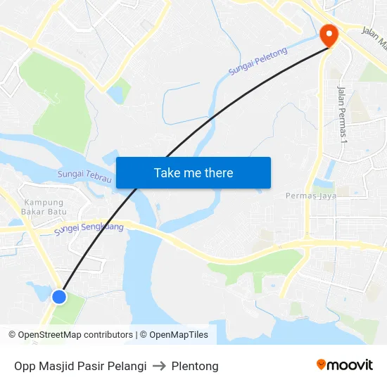 Opp Masjid Pasir Pelangi to Plentong map