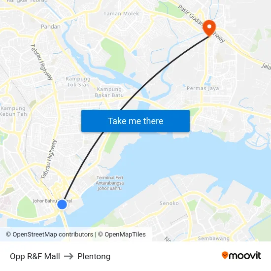 Opp R&F Mall to Plentong map