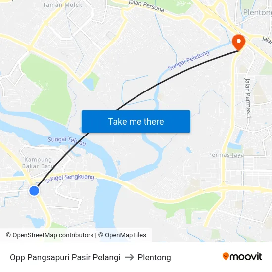 Opp Pangsapuri Pasir Pelangi to Plentong map