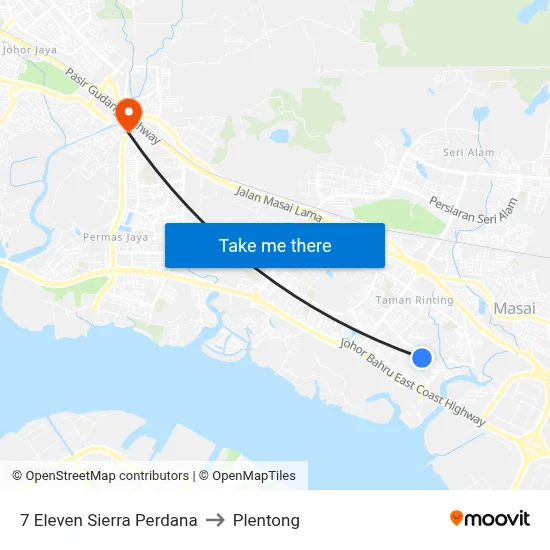 7 Eleven Sierra Perdana to Plentong map