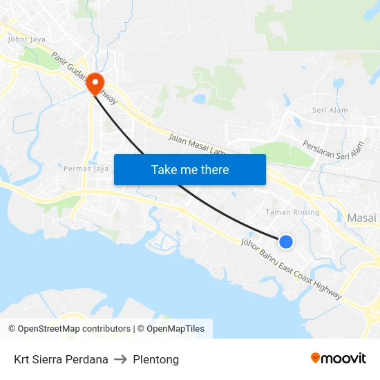 Krt Sierra Perdana to Plentong map