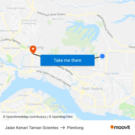 Jalan Kenari Taman Scientex to Plentong map