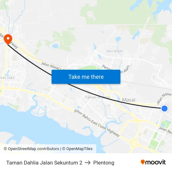 Taman Dahlia Jalan Sekuntum 2 to Plentong map