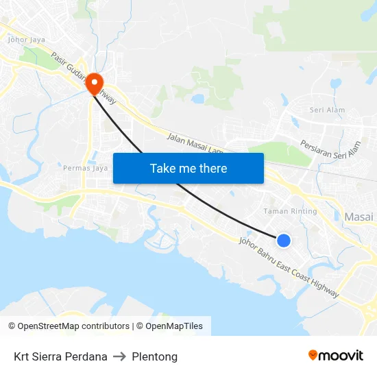 Krt Sierra Perdana to Plentong map