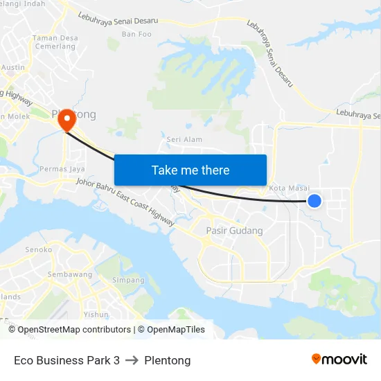 Eco Business Park 3 to Plentong map