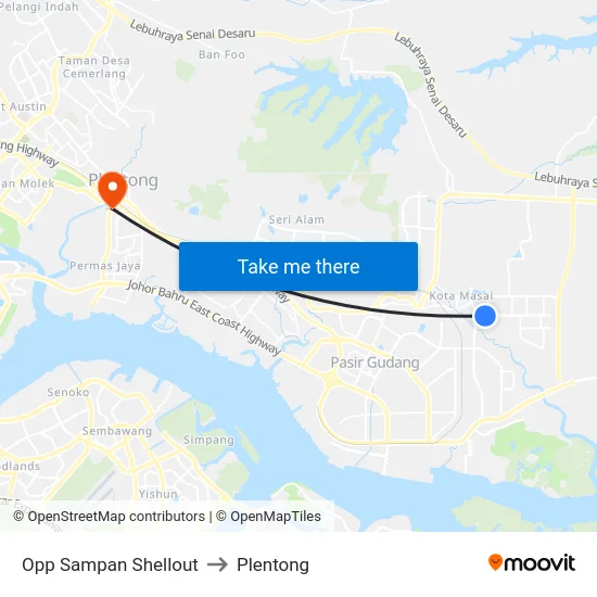 Opp Sampan Shellout to Plentong map