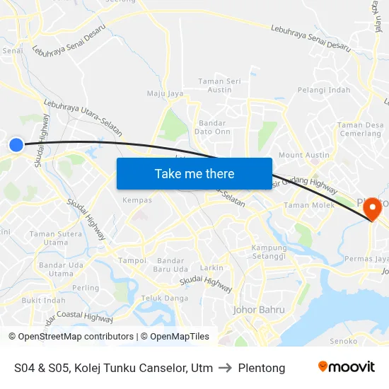 S04 & S05, Kolej Tunku Canselor, Utm to Plentong map