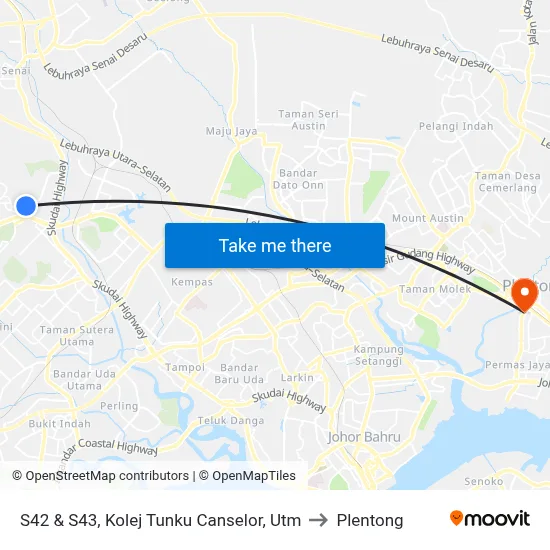 S42 & S43, Kolej Tunku Canselor, Utm to Plentong map
