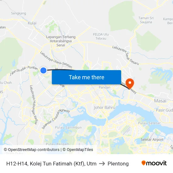 H12-H14, Kolej Tun Fatimah (Ktf), Utm to Plentong map