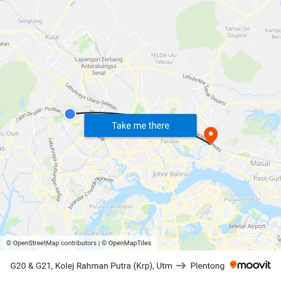 G20 & G21, Kolej Rahman Putra (Krp), Utm to Plentong map