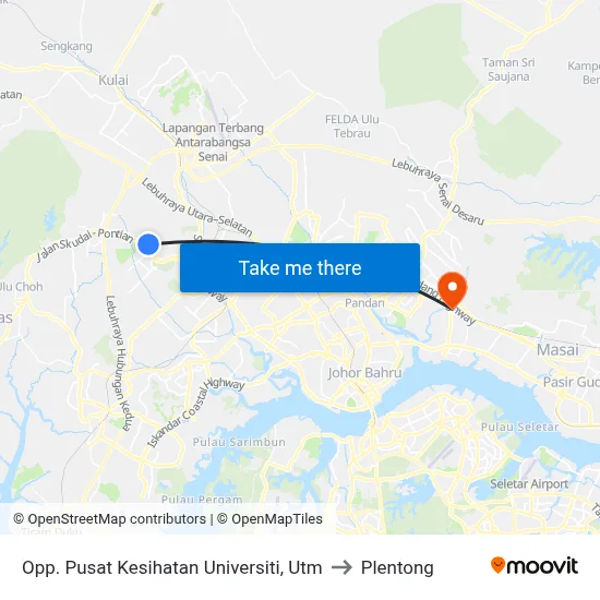 Opp. Pusat Kesihatan Universiti, Utm to Plentong map