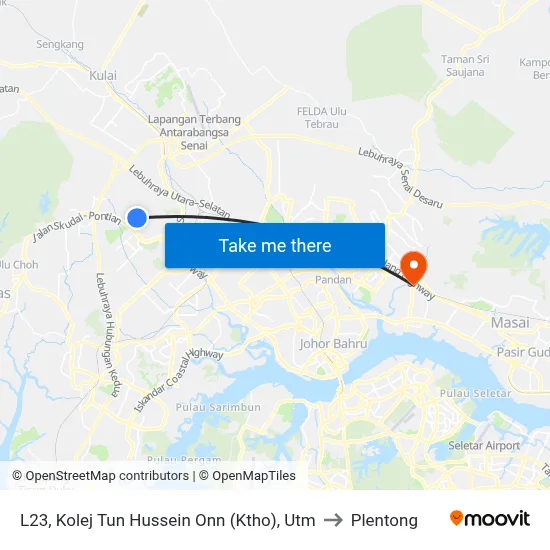 L23, Kolej Tun Hussein Onn (Ktho), Utm to Plentong map