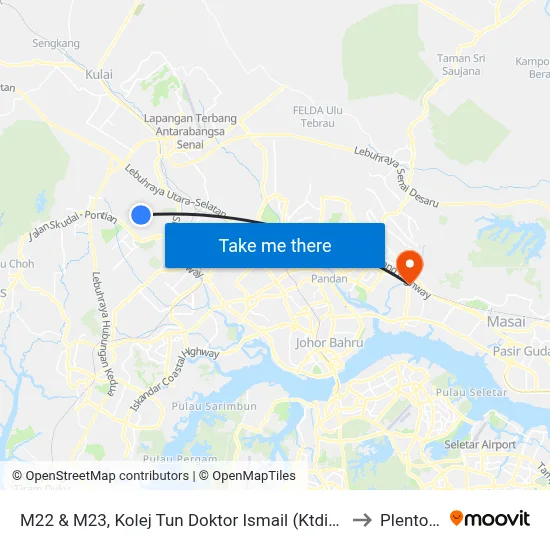M22 & M23, Kolej Tun Doktor Ismail (Ktdi), Utm to Plentong map