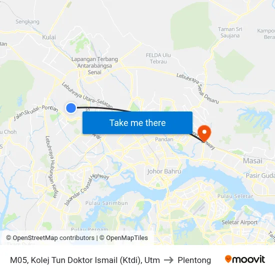 M05, Kolej Tun Doktor Ismail (Ktdi), Utm to Plentong map