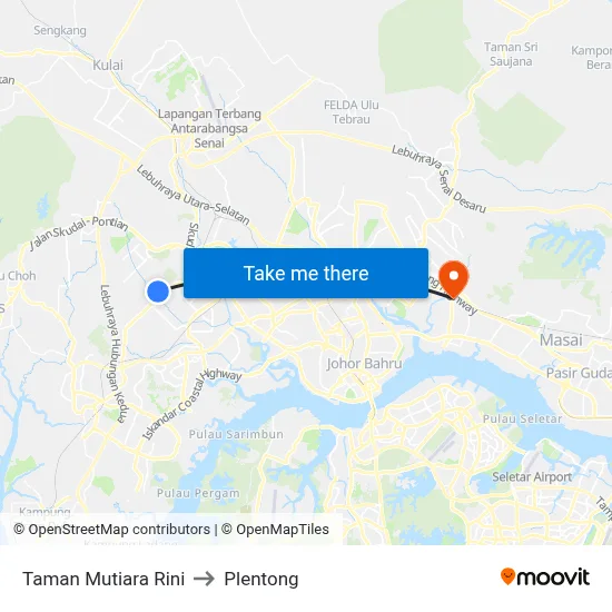Taman Mutiara Rini to Plentong map
