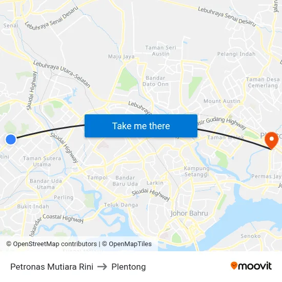 Petronas Mutiara Rini to Plentong map