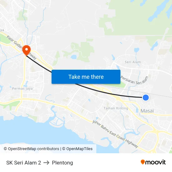 SK Seri Alam 2 to Plentong map