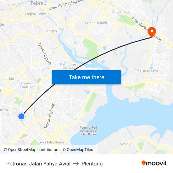 Petronas Jalan Yahya Awal to Plentong map