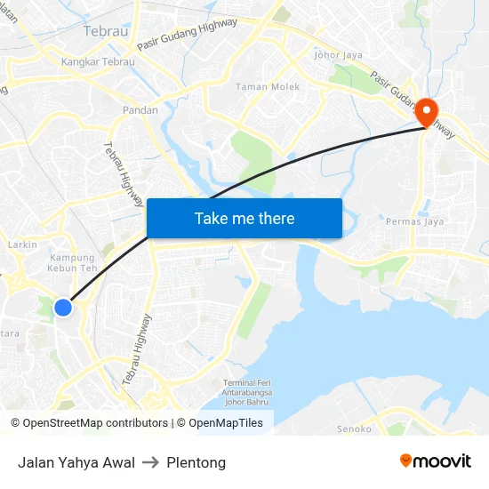 Jalan Yahya Awal to Plentong map