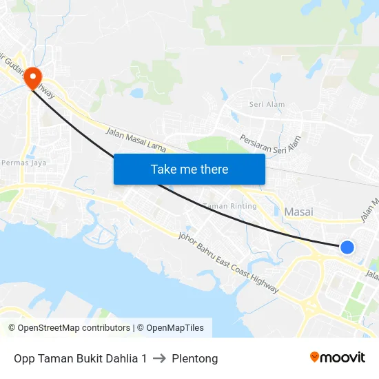 Opp Taman Bukit Dahlia 1 to Plentong map