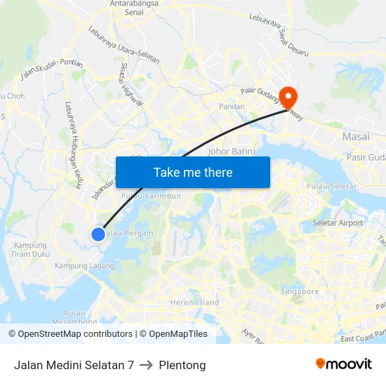 Jalan Medini Selatan 7 to Plentong map
