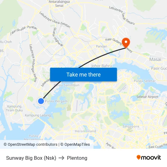 Sunway Big Box (Nsk) to Plentong map