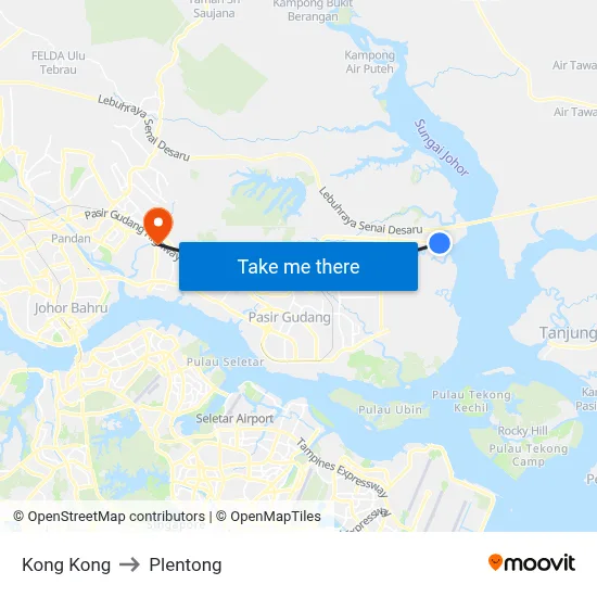 Kong Kong to Plentong map