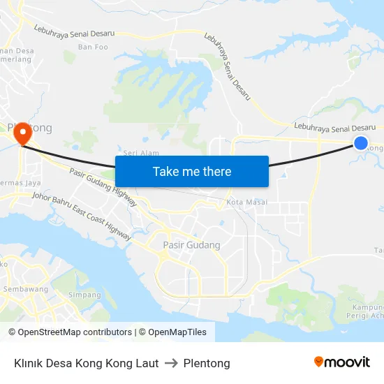 Klınık Desa Kong Kong Laut to Plentong map
