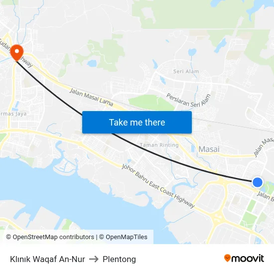 Klınık Waqaf An-Nur to Plentong map