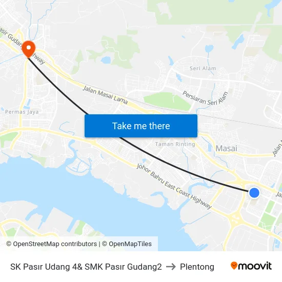 SK Pasır Udang 4& SMK Pasır Gudang2 to Plentong map